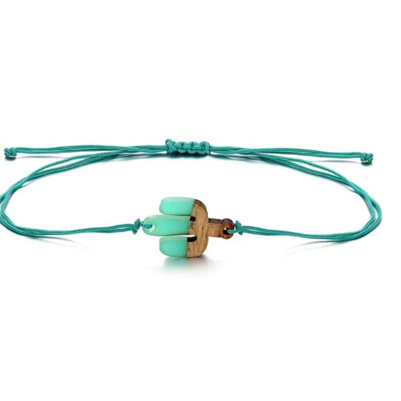 Boho Wooden Cactus Rope Bracelet - Picture 5 of 5